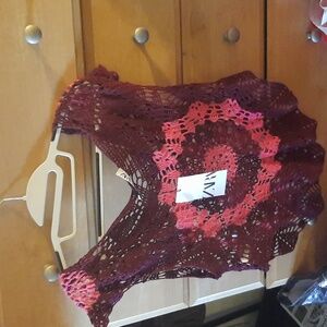 2 For $15 Zara Burgundy Crochet Top
